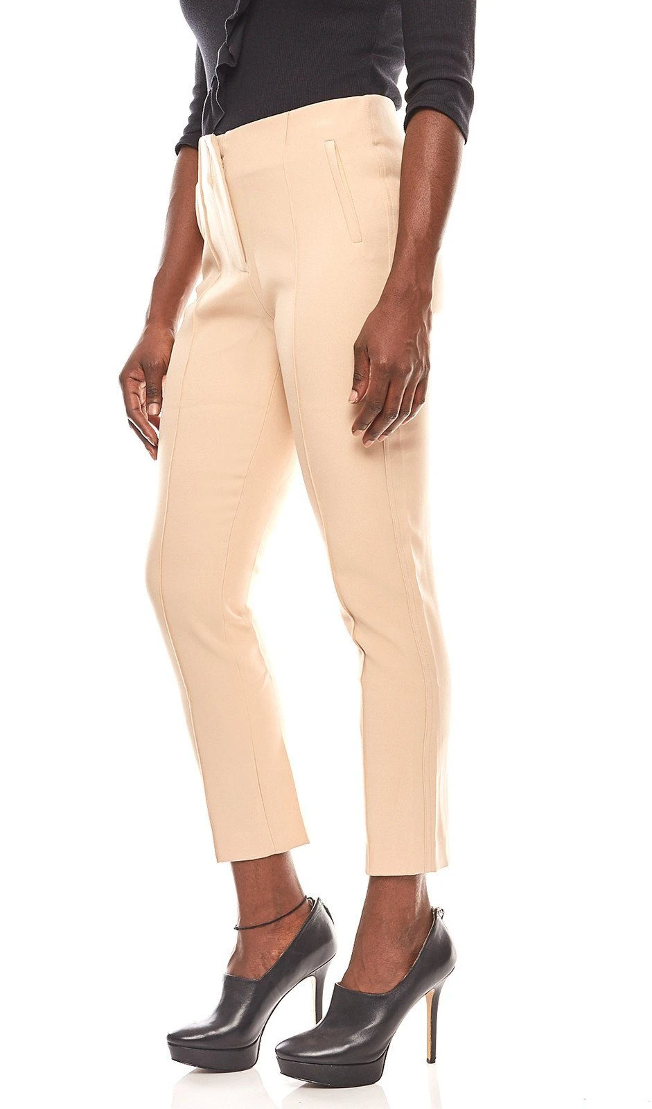 PATRIZIA DINI By Heine Stoffhose PATRIZIA DINI Figurbetonte Damen-Hose Röhren Biesenhose Stoff-Hose Kurzgröße Beige – Bild 2