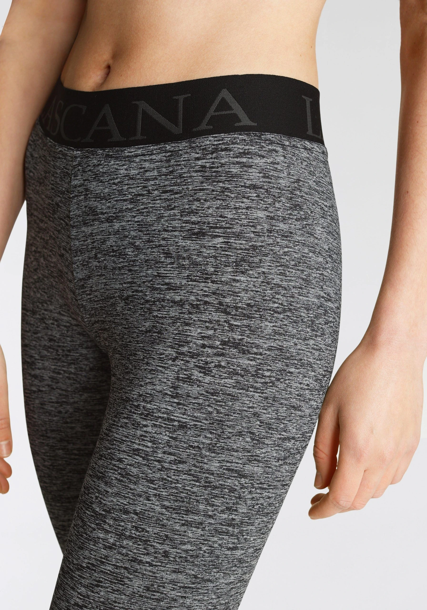 LASCANA ACTIVE Leggings Meliert, Mit Elastischem Bund Und Darin Eingewebtem Schriftzug – Bild 4