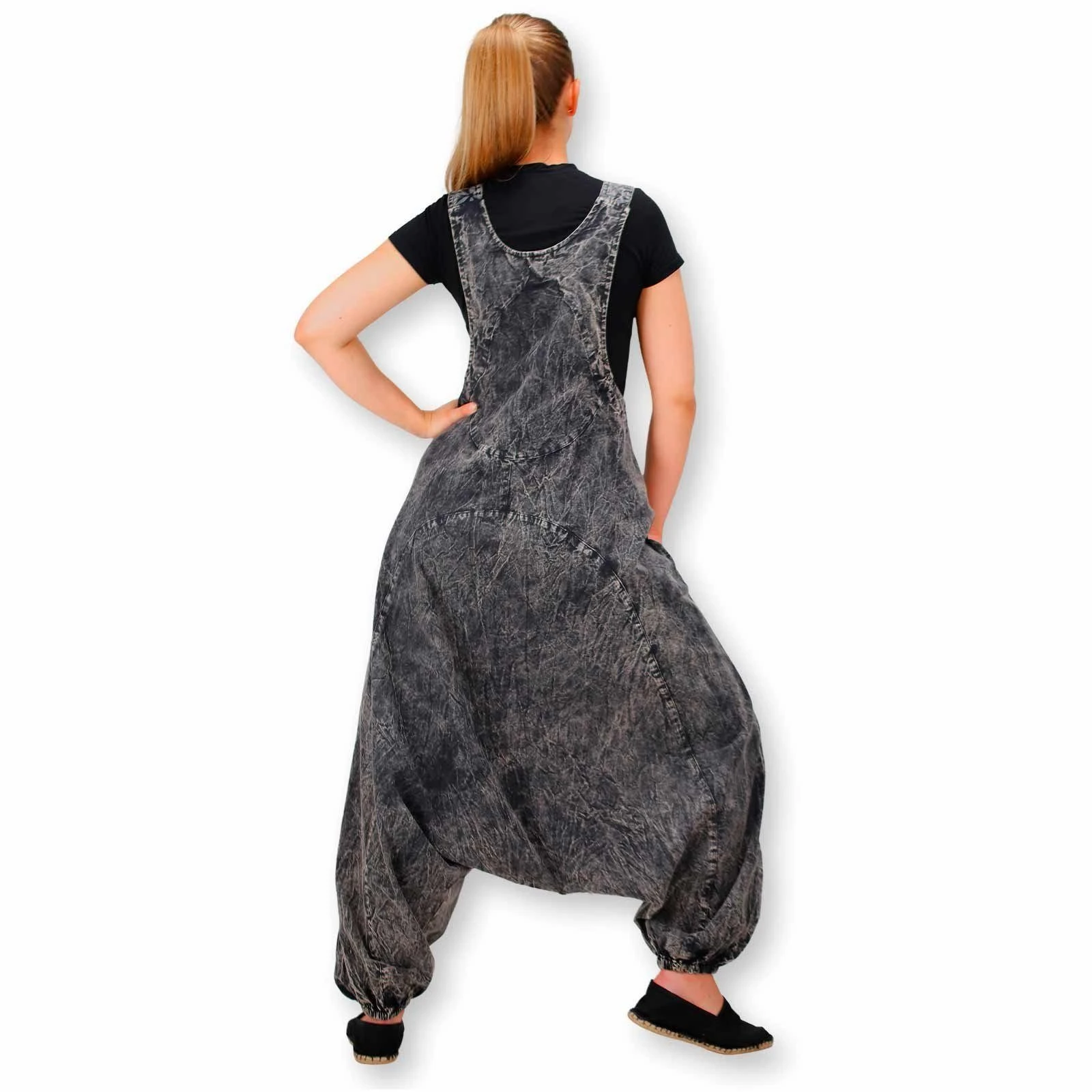 KUNST UND MAGIE Latzhose Hippie Latzhose Haremshose Goa Hose Boho 70er Jumpsuit Overall Stonewashed Catsuit – Bild 9