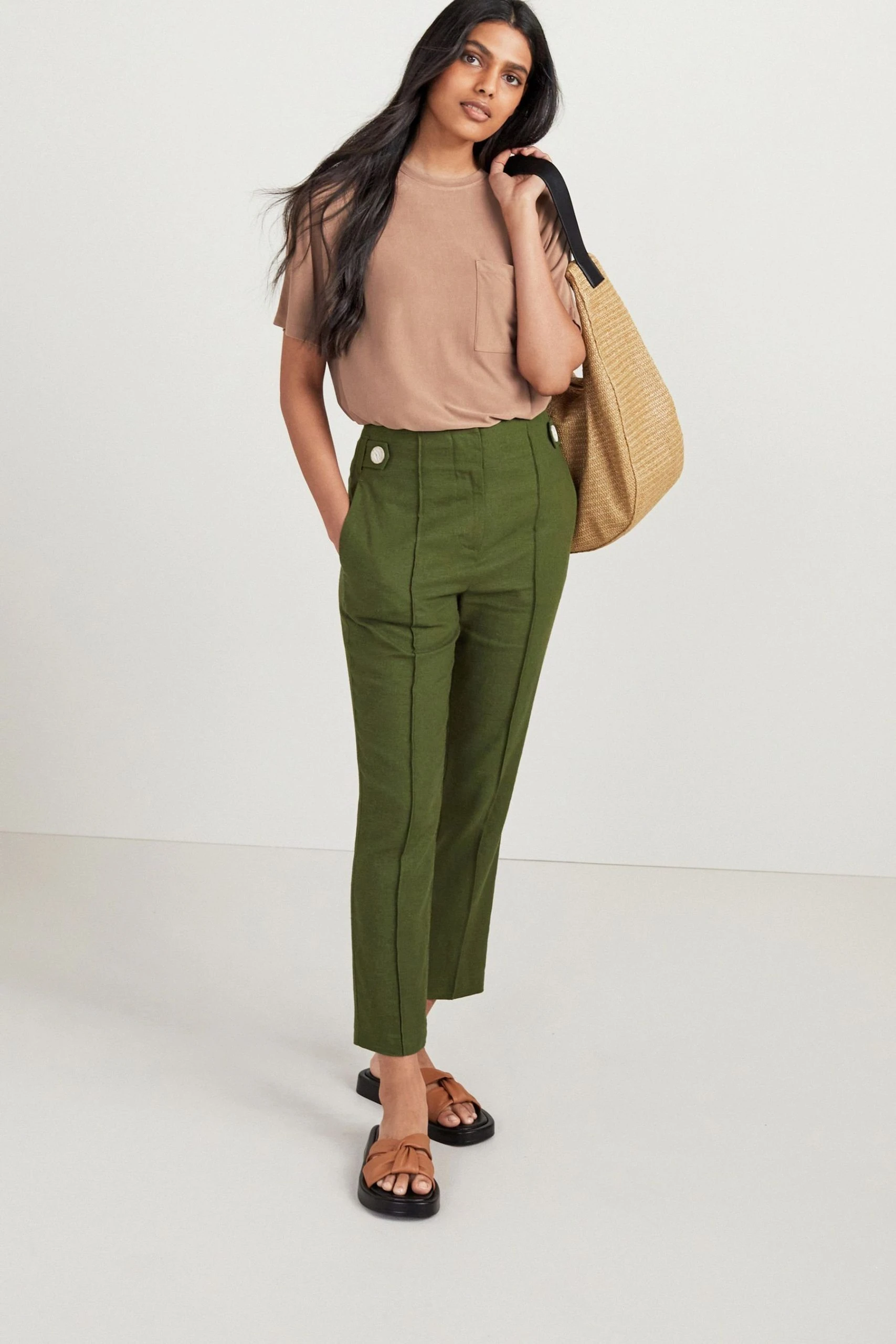 Next Stoffhose Elegante Hose Im Slim Fit Aus Leinengemisch (1-tlg) – Bild 2