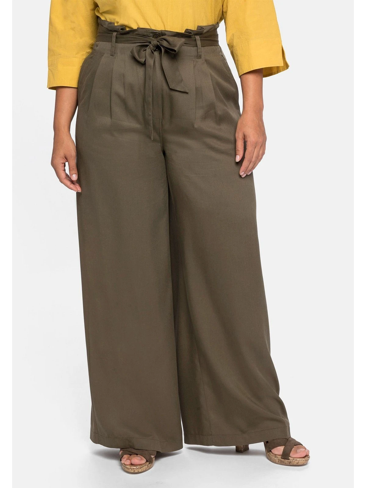 Sheego Bundfaltenhose Hose «Die Weite» Mit Paperbag-Bund Und Stoffgürtel