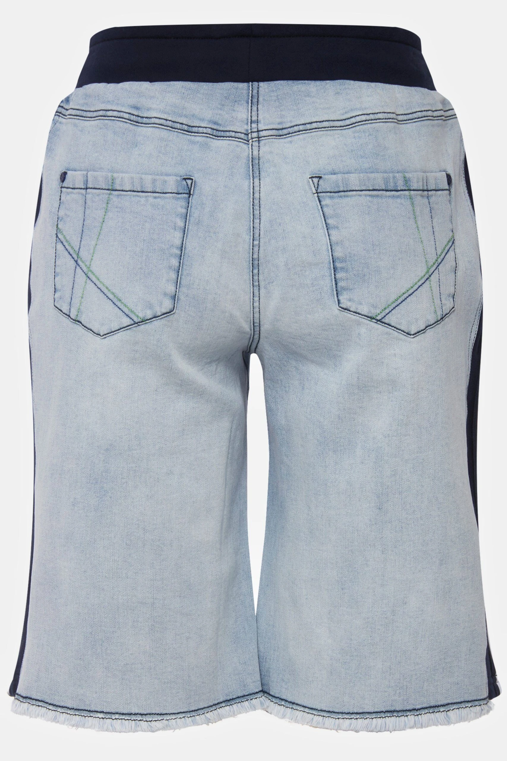 Ulla Popken Stretch-Hose Boyfriend-Jeansbermuda Rippbund Kordel Fransen – Bild 4