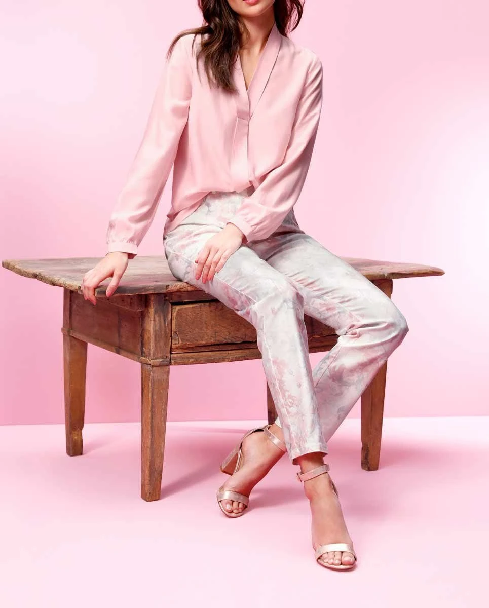 Cosma Stretch-Hose COSMA Damen Druck-Stretchhose, Ecru-rosé-bedruckt – Bild 4