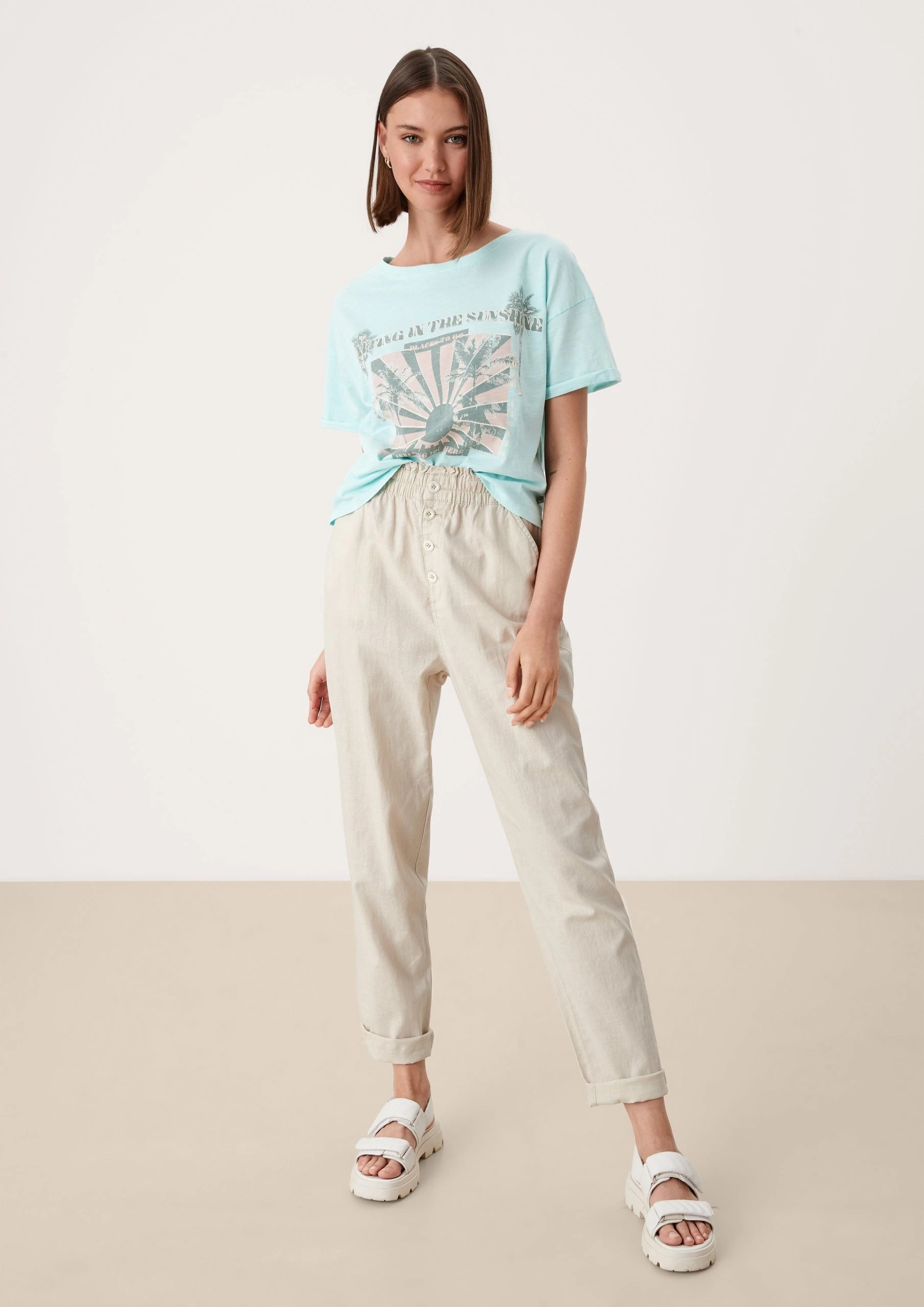 Q/S By S.Oliver Stoffhose »High-Waist-Hose Aus Leinenmix« (1-tlg)