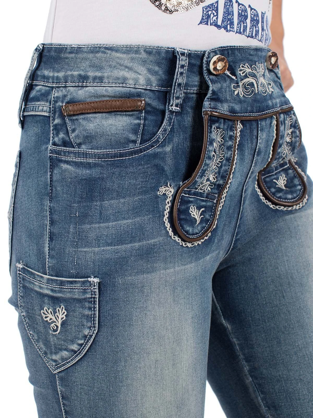 MarJo Jeansbermudas Trachtenjeans K69 FRANZISKA Lang Blau – Bild 10