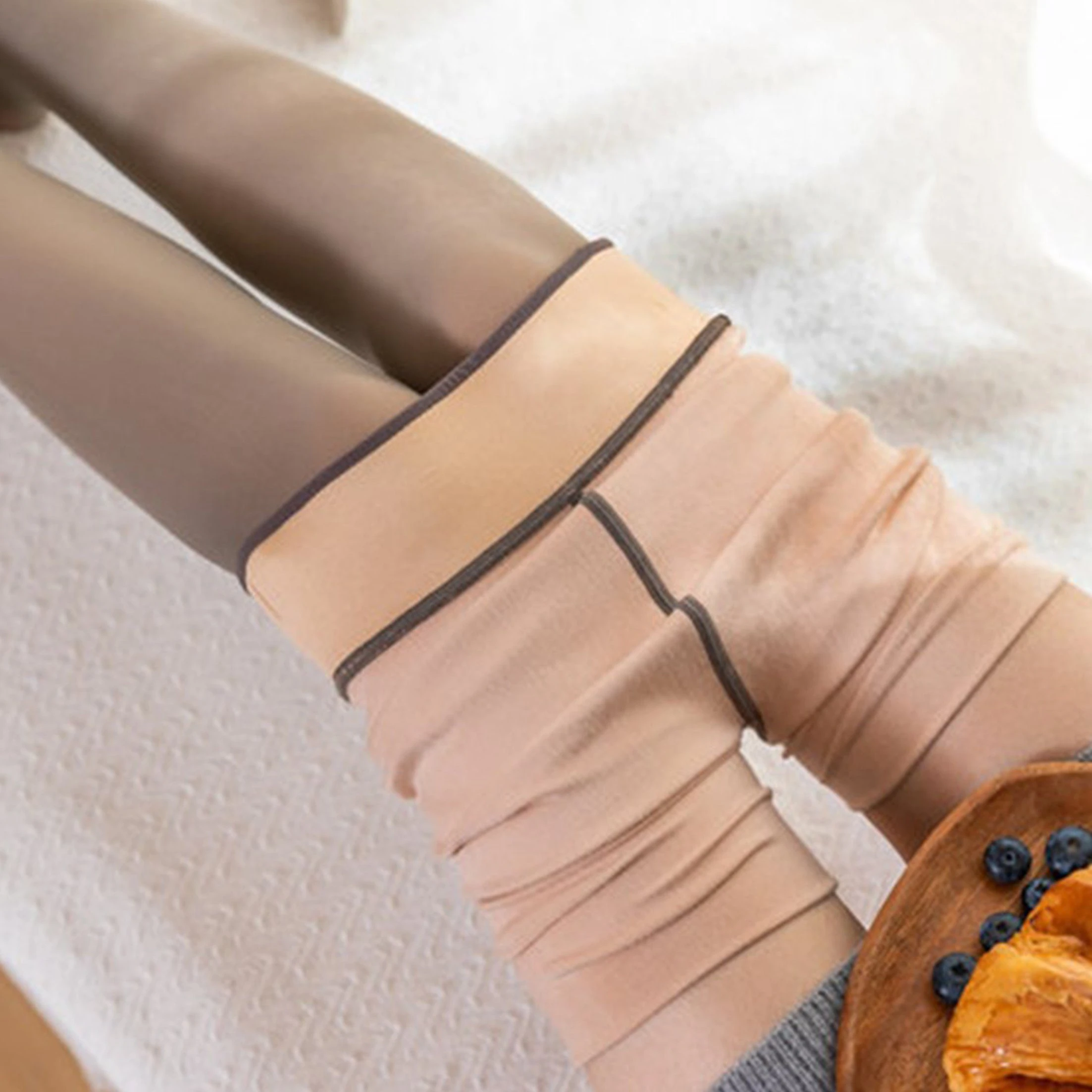 Viellan Thermoleggings Thermo-Leggings, Hose, Hoch Taillierte Leggings 90g/230g/300g, Dünn/dick Gepolstert, Schwarz/curry – Bild 5