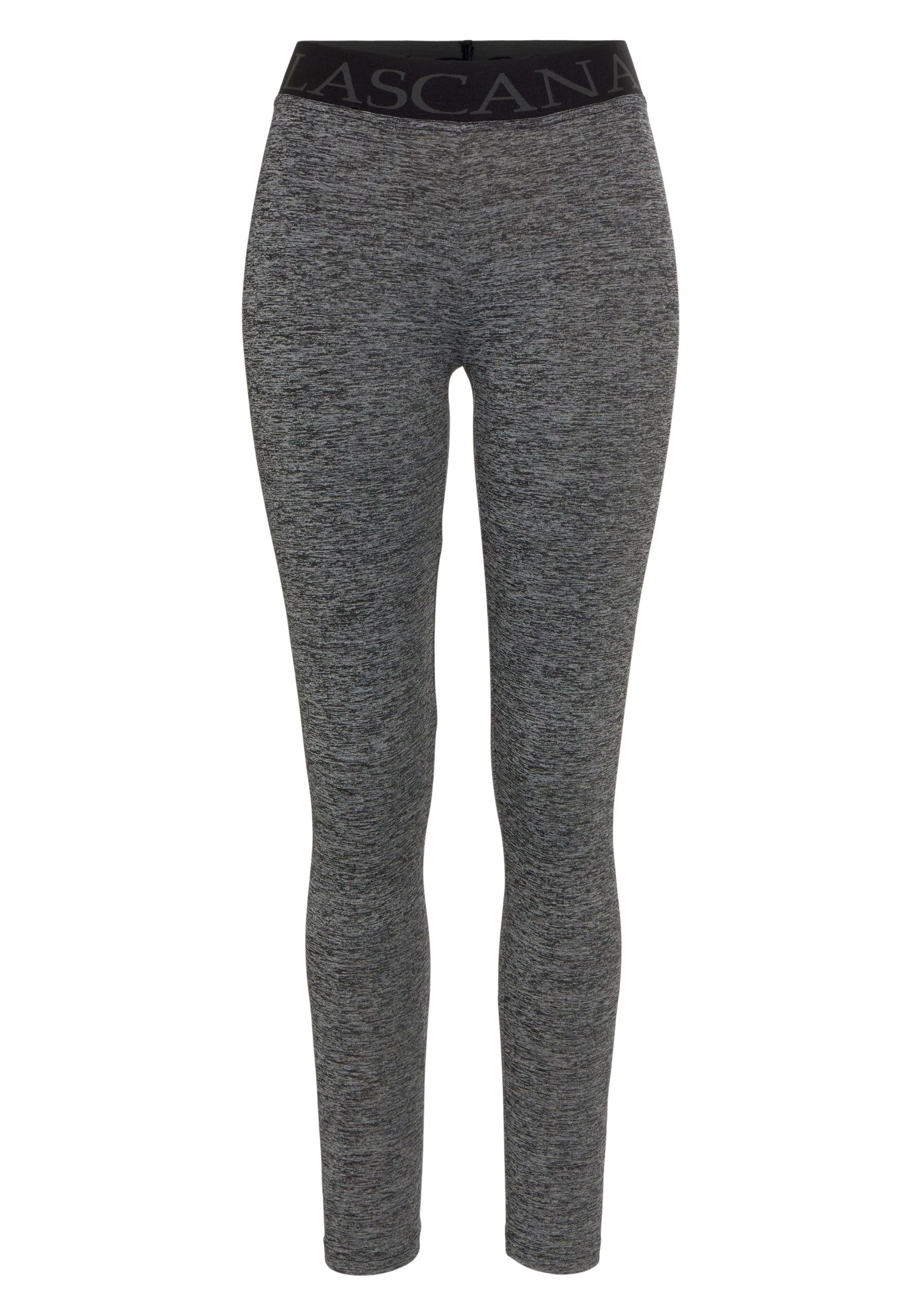LASCANA ACTIVE Leggings Meliert, Mit Elastischem Bund Und Darin Eingewebtem Schriftzug – Bild 5