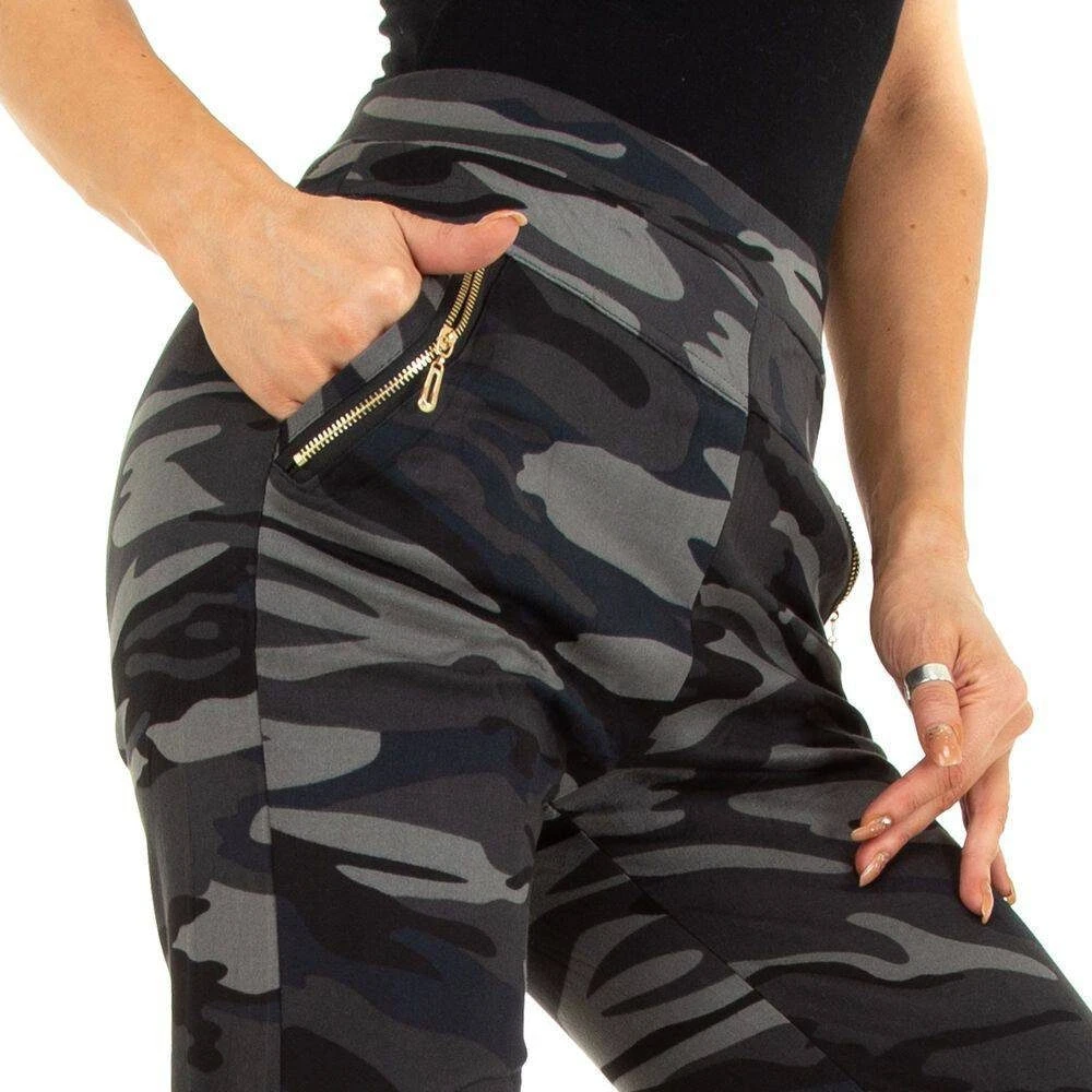 Ital-Design Boyfriend-Hose Damen Freizeit Camouflage Stretch Boyfriend-Hose In Grau – Bild 4