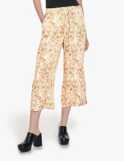 Taifun Stoffhose »Verkürzte Palazzohose Mit Allover-Print Wide Leg High«