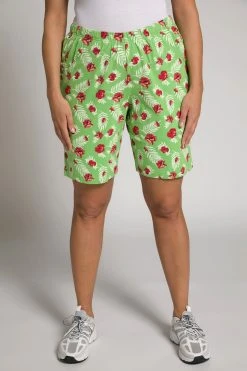 Ulla Popken Jeansshorts Jersey-Shorts Blüten Elastikbund Taschen