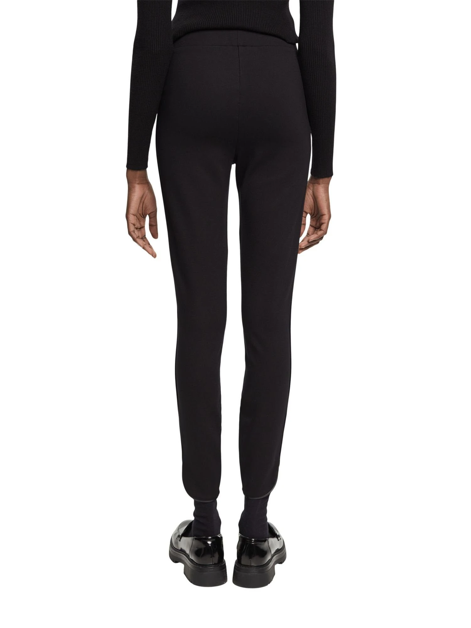 Edc By Esprit Stoffhose High-Rise-Jerseyhose Mit Kunstleder-Besatz – Bild 2