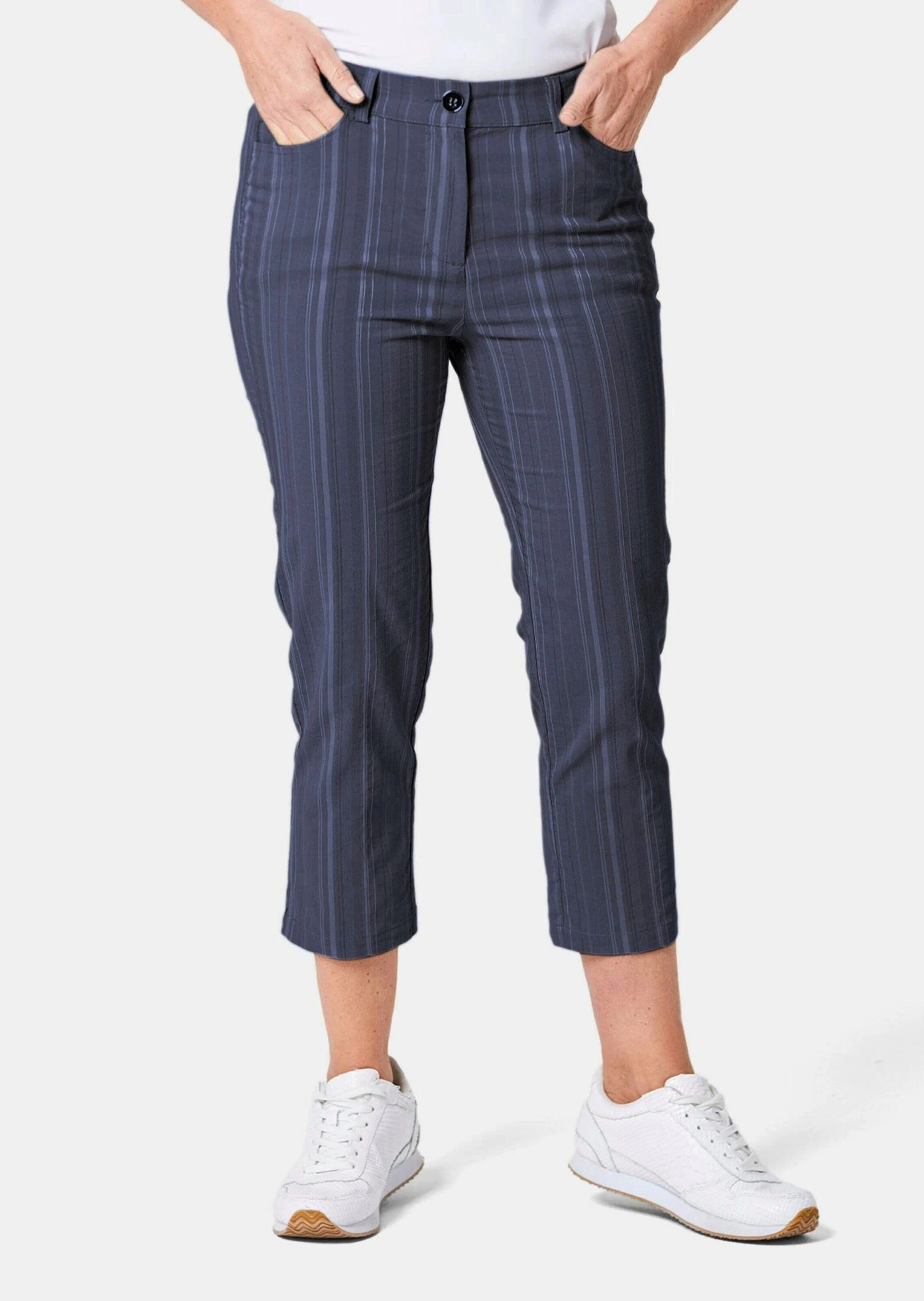 GOLDNER Caprihose Verkürzte Strukturhose In Elastischer Ware Perfekter Sitz Mit Viel Komfort