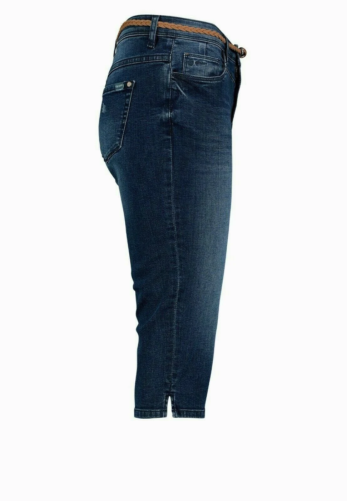 SUBLEVEL Bermudas Damen Capri Hose Jeans Shorts 3/4 Hose Short Bermuda Mit Flechtgürtel – Bild 7