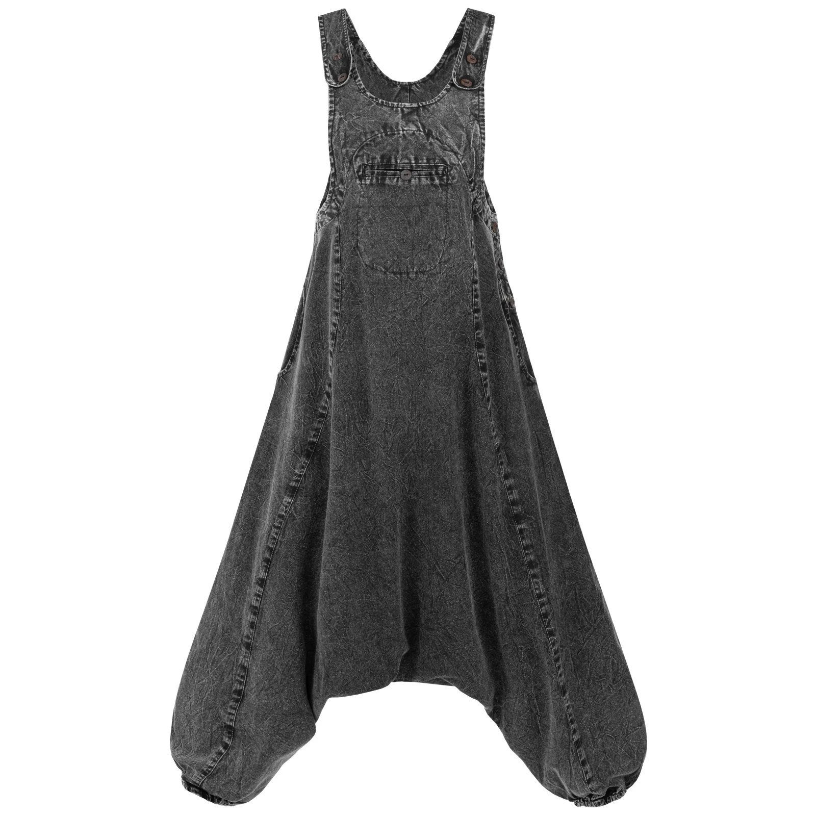 KUNST UND MAGIE Latzhose Hippie Latzhose Haremshose Goa Hose Boho 70er Jumpsuit Overall Stonewashed Catsuit – Bild 5