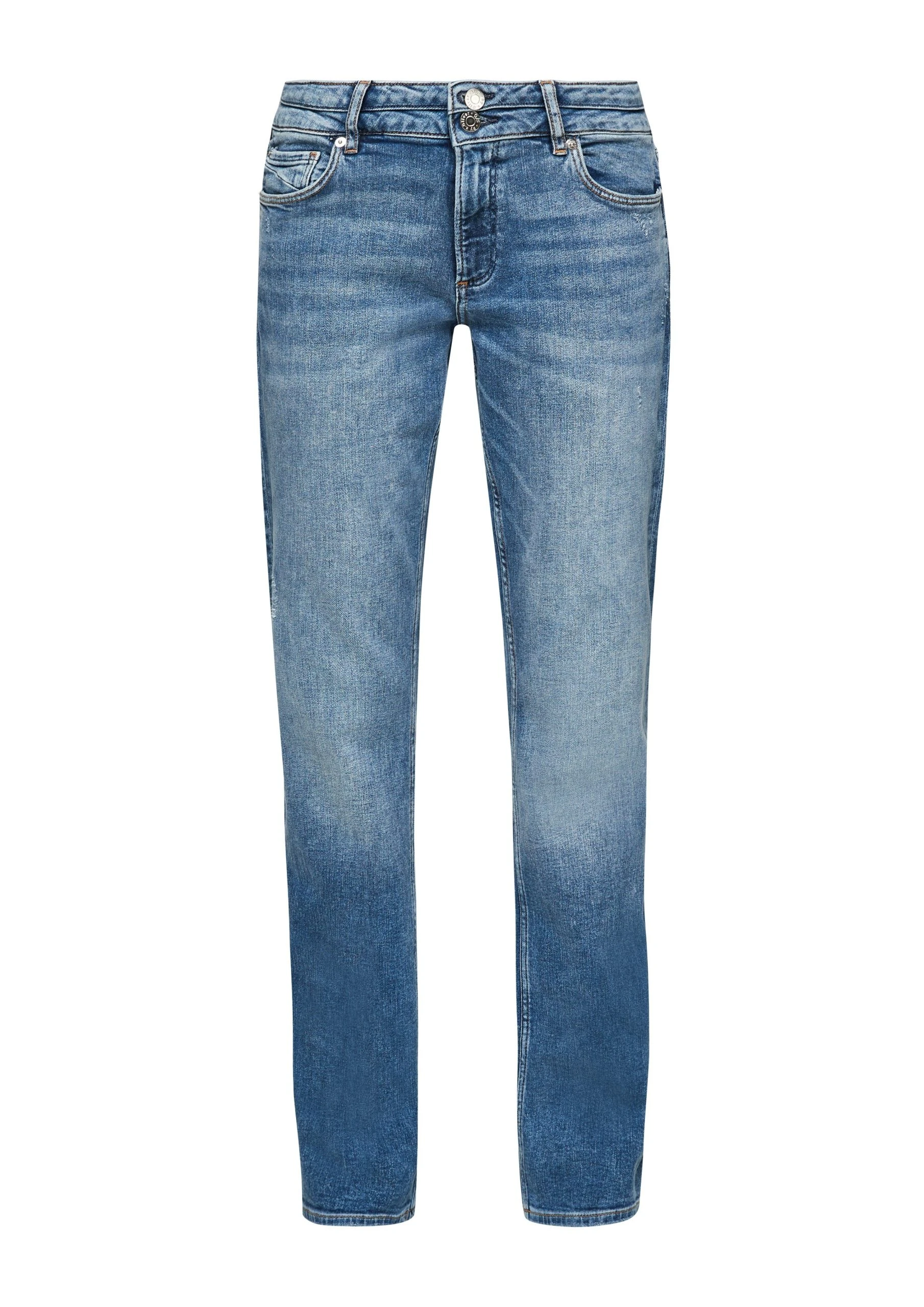 Q/S By S.Oliver Stoffhose »Slim: Straight Leg-Jeans« (1-tlg) Leder-Patch, Waschung – Bild 4
