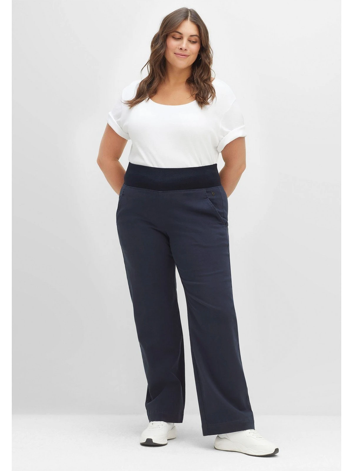 Sheego Schlupfhose Hose Aus Twill, Mit Breitem Rippbund – Bild 4