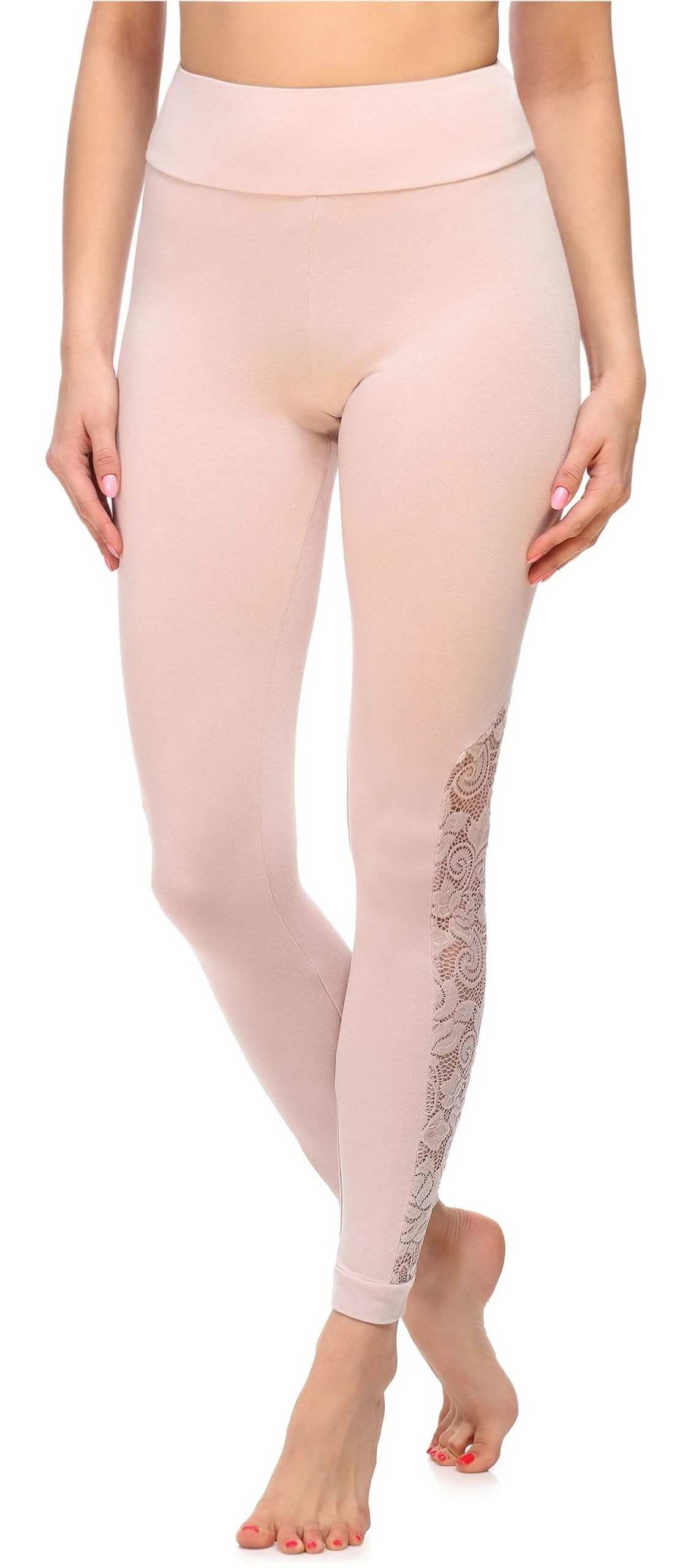 Merry Style Leggings Damen Lange Leggings Mit Spitze MS10-309 (1-tlg) Elastischer Bund – Bild 3