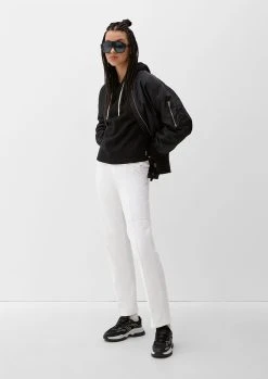 Q/S By S.Oliver Stoffhose Slim: Jeans Mit Pintucks Logo, Biesen