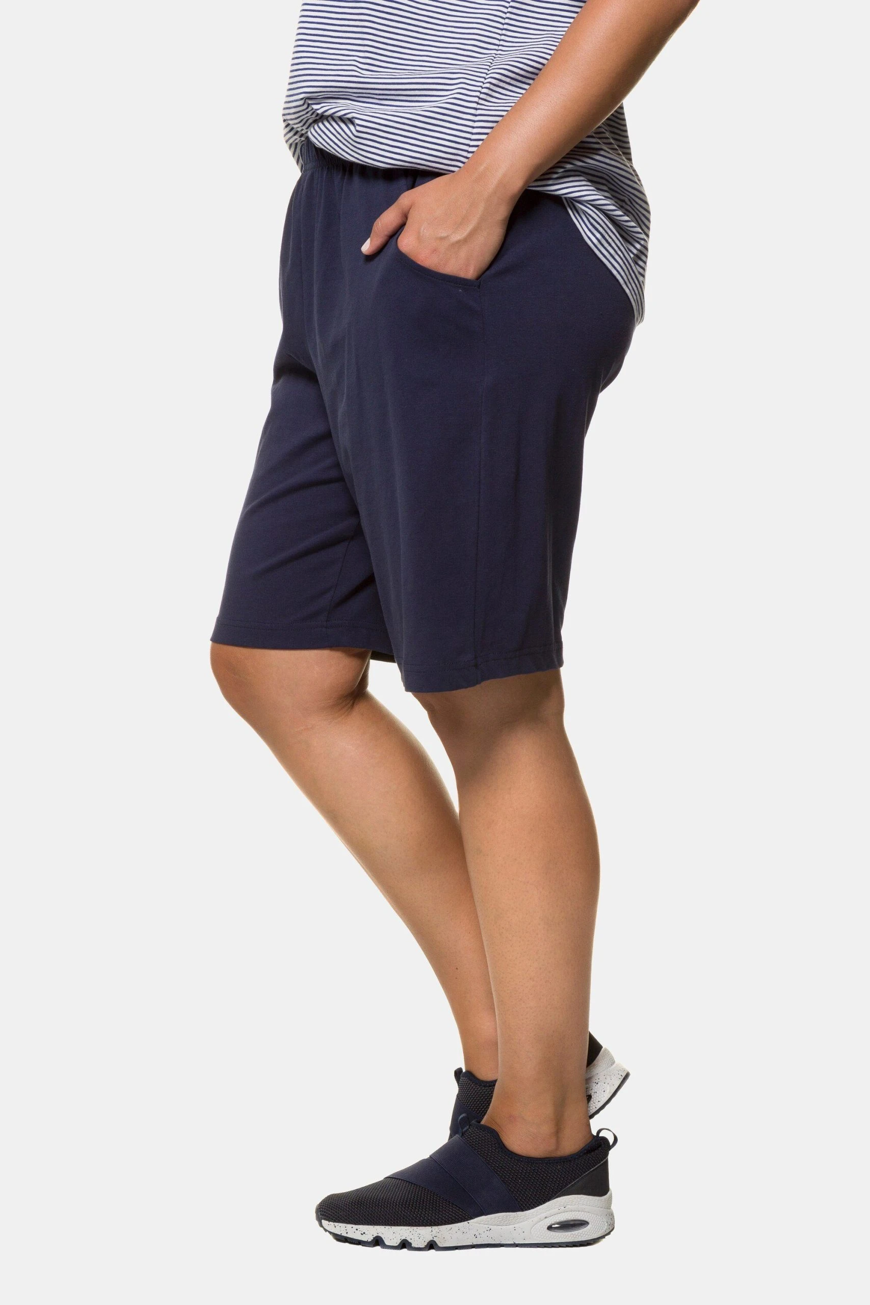 Ulla Popken Bermudas Jersey-Shorts Elastikbund Taschen – Bild 3