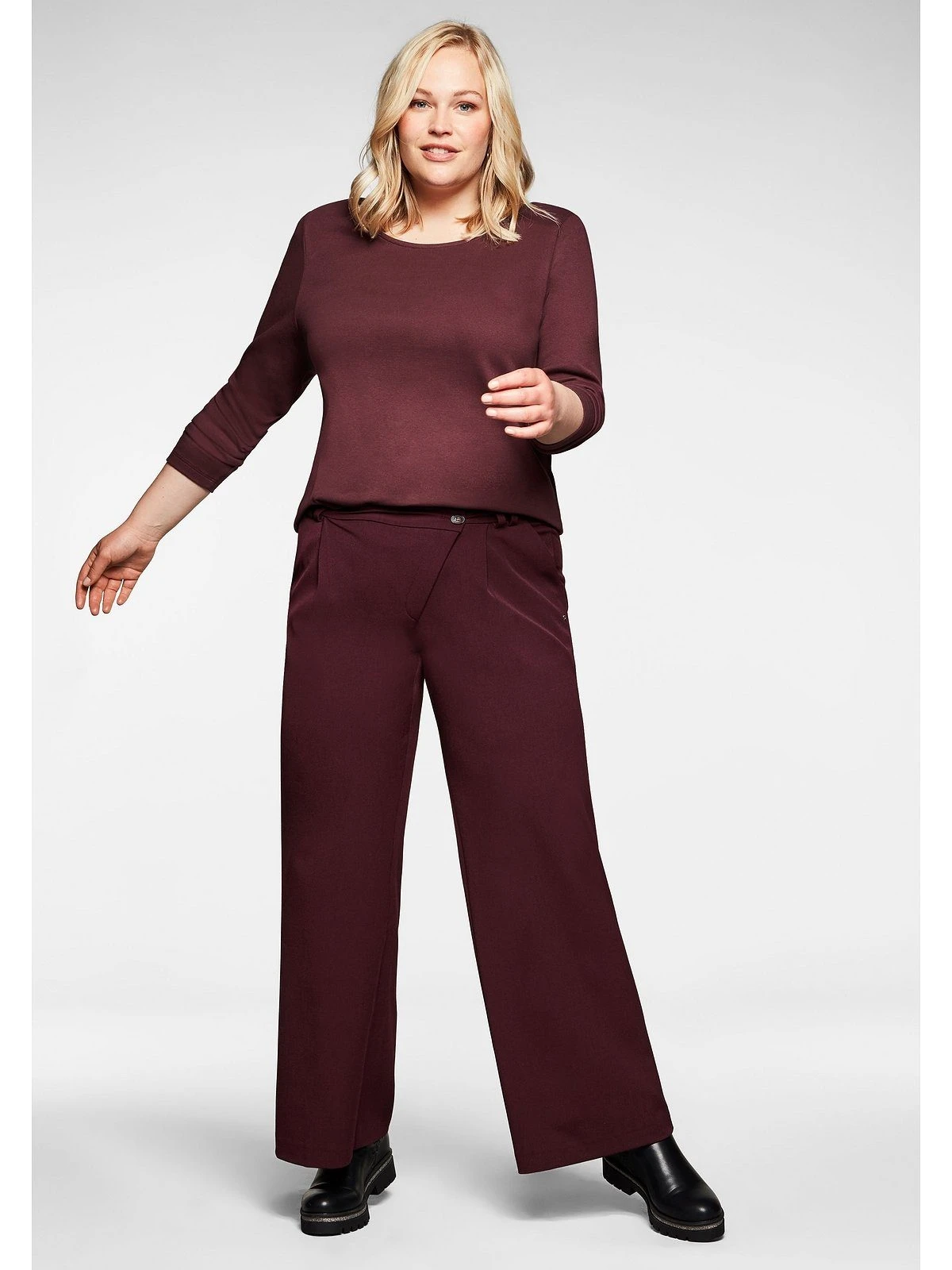 Sheego Stoffhose »Hose« »Die Weite« Mit Asymmetrischem Verschluss