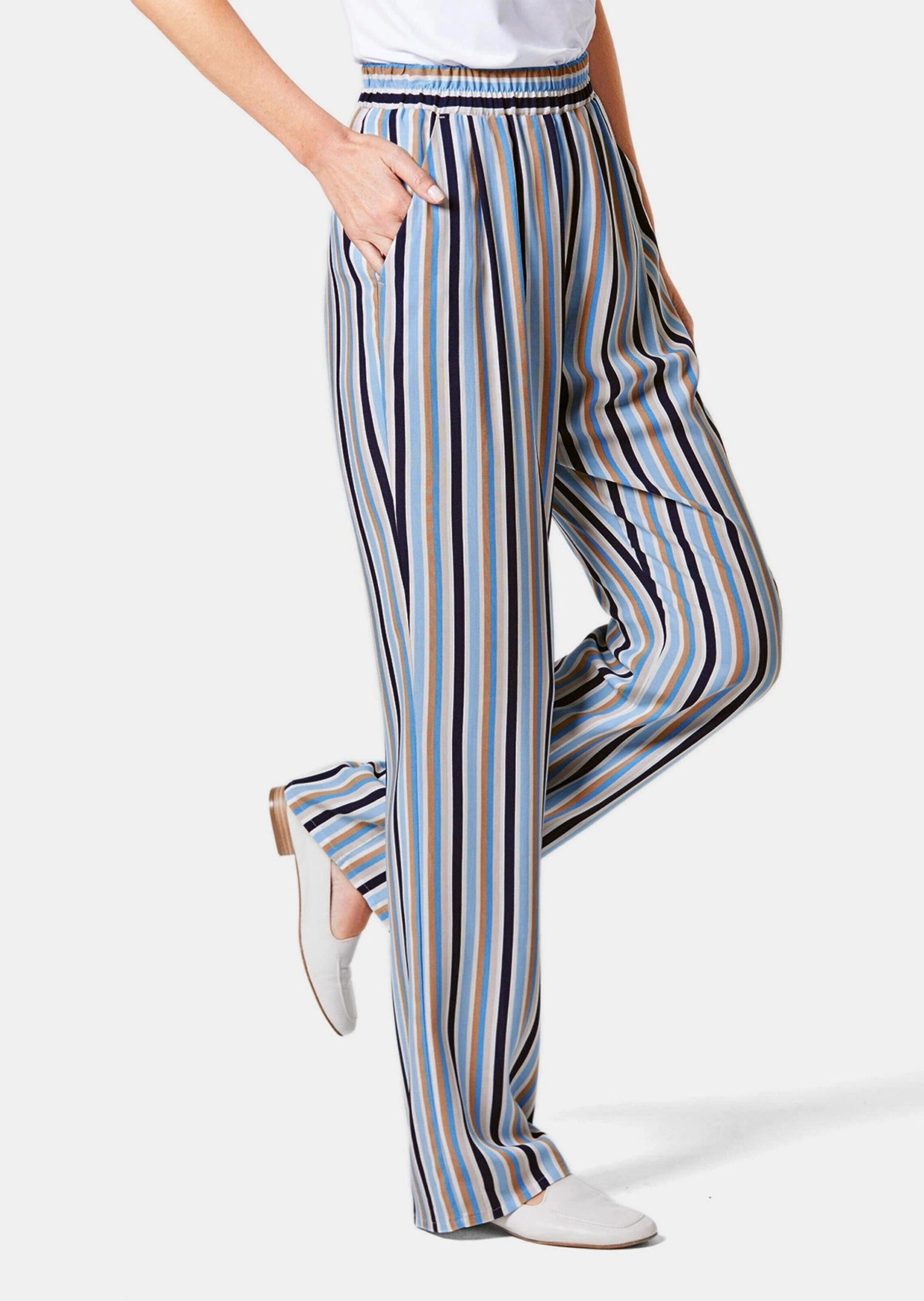 GOLDNER Stoffhose »Kurzgröße: Palazzo-Hose Mit Sommerlichem Druck« Ohne – Bild 4