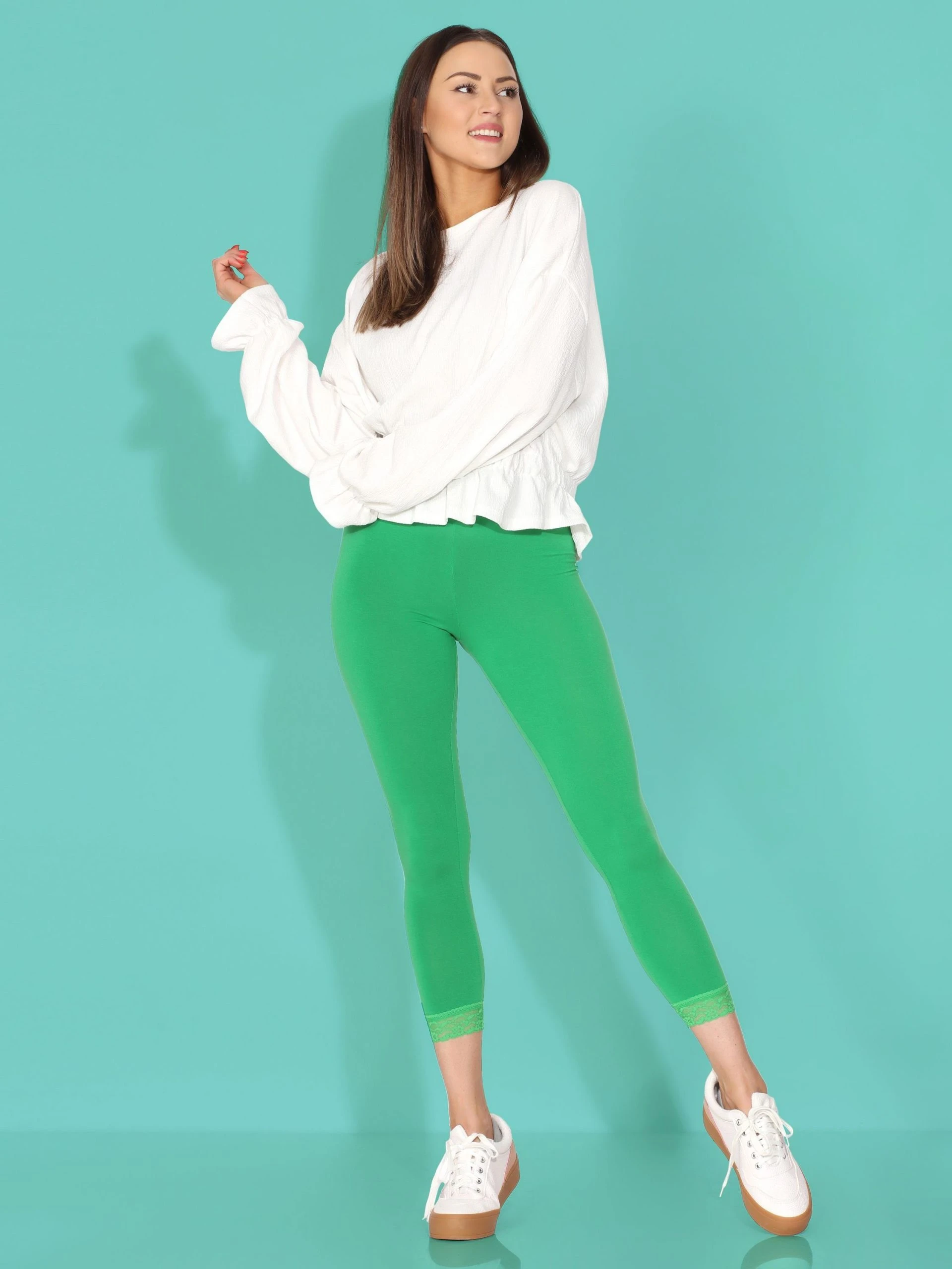 Merry Style Leggings Damen 7/8 Leggings Mit Spitze MS10-342 (1-tlg) Elastischer Bund – Bild 6