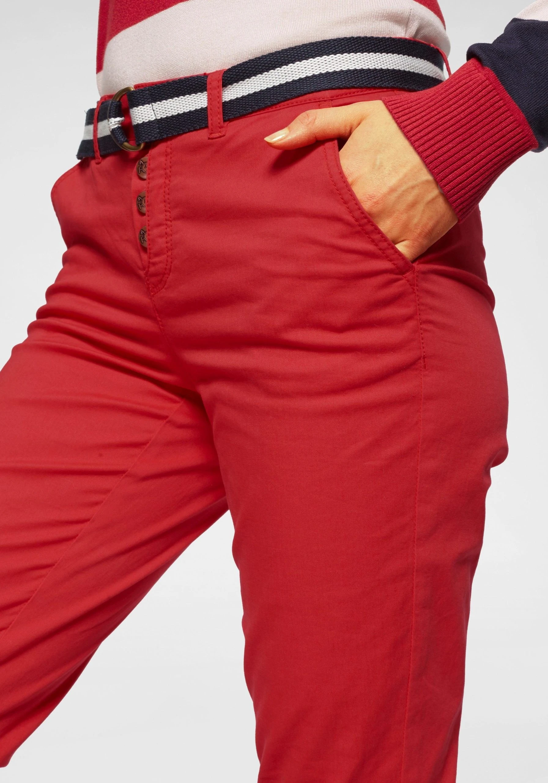 TOM TAILOR Polo Team 7/8-Hose (Set, 2-tlg., Mit Gürtel) Mit Halb Verdeckter Knopfleiste – Bild 4