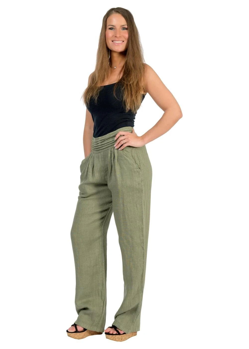 Malito More Than Fashion Leinenhose 2727 Bequemer Und Breiter Gummizug – Bild 4