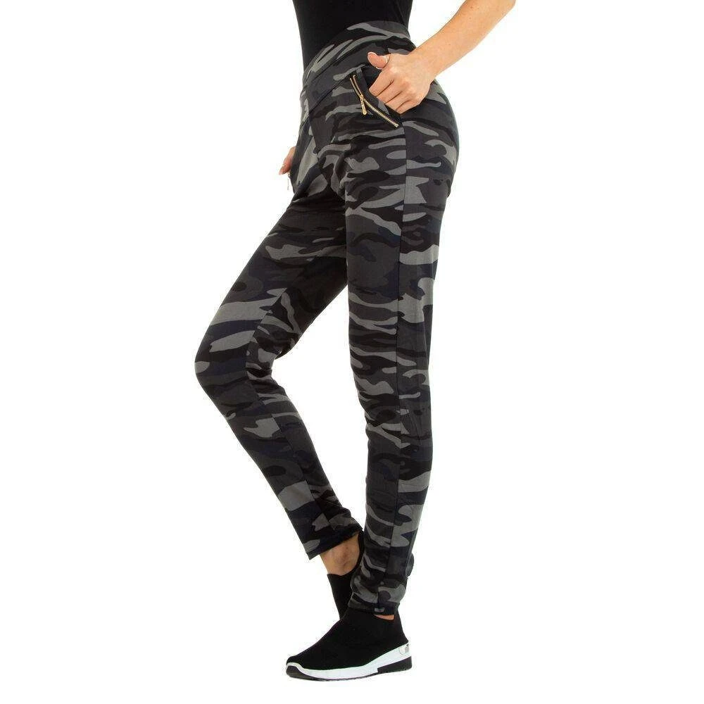 Ital-Design Boyfriend-Hose Damen Freizeit Camouflage Stretch Boyfriend-Hose In Grau – Bild 2