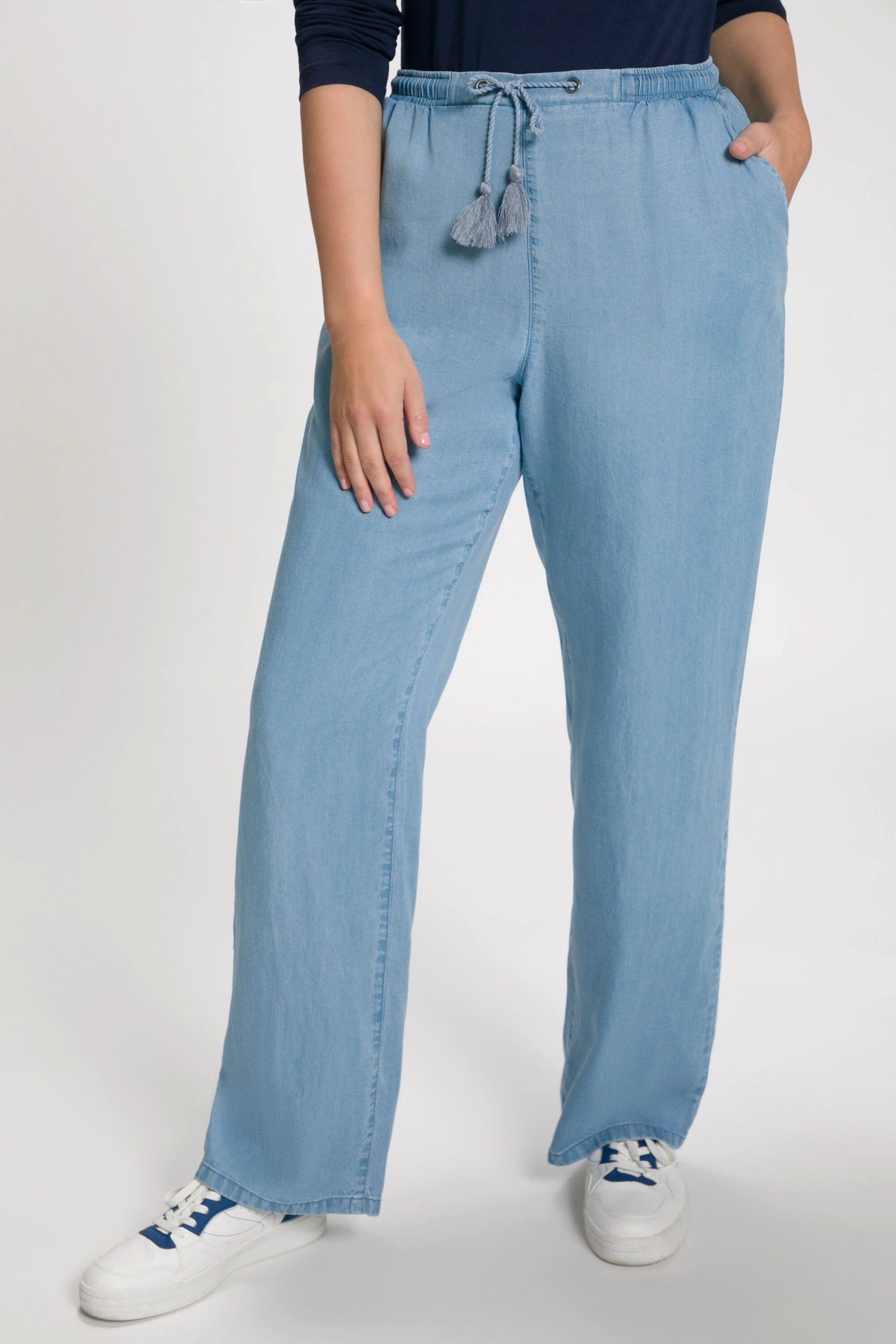 Ulla Popken Funktionshose »Jeans Rose Weites Gerades Bein Elastikbund Lyocell«