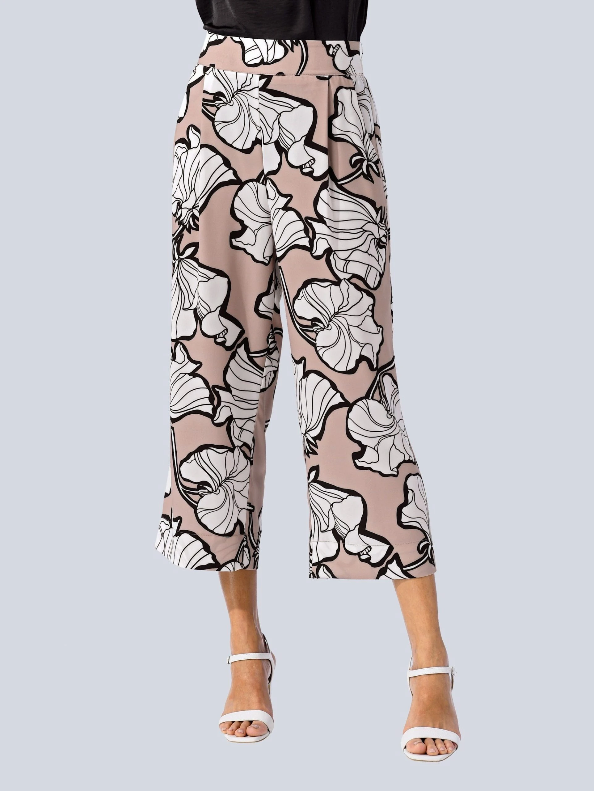 Alba Moda Stoffhose Hose (1-tlg) Mit Allover Blumendruck