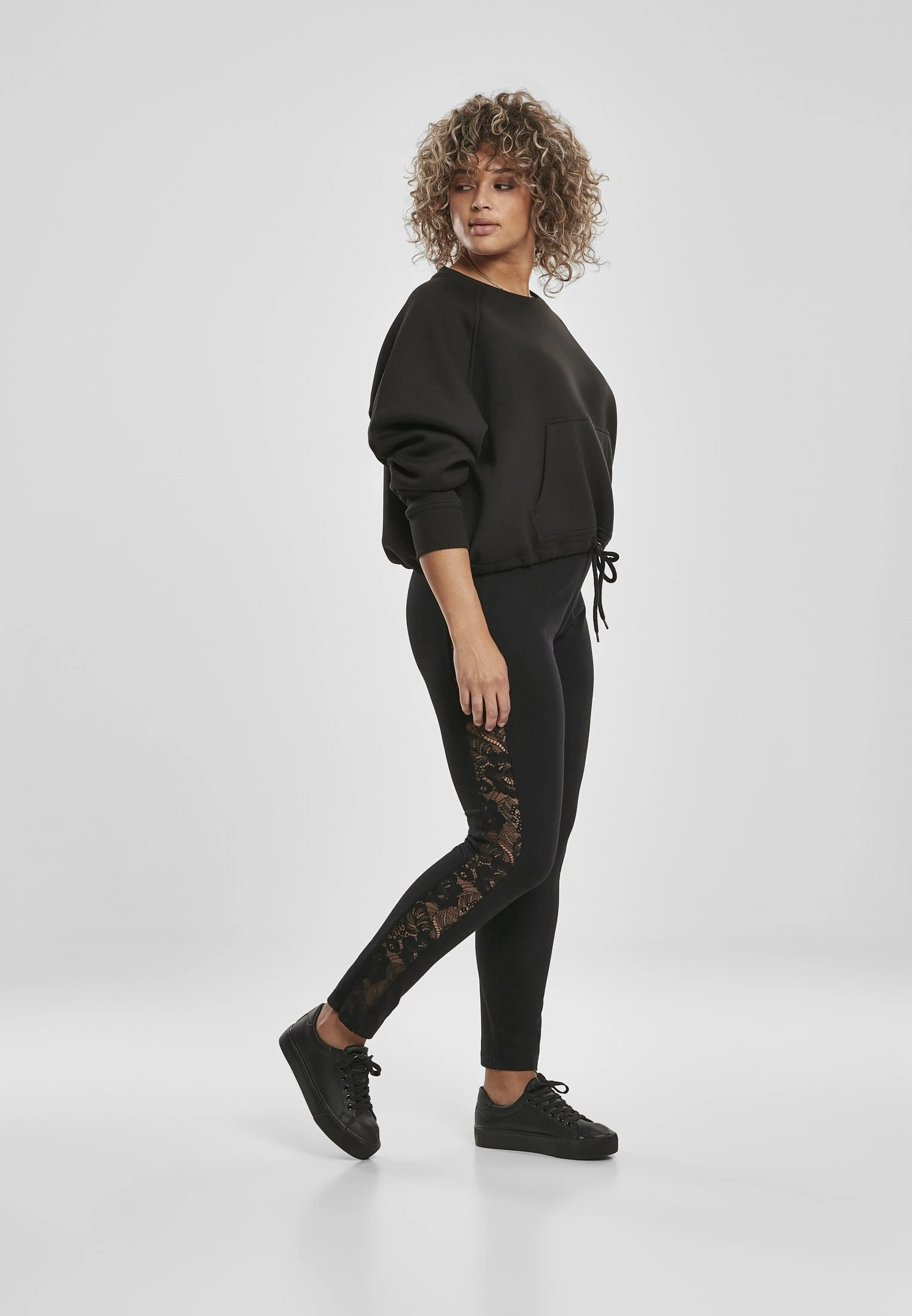 URBAN CLASSICS Leggings Urban Classics Damen Ladies Lace Striped Leggings (1-tlg) – Bild 5