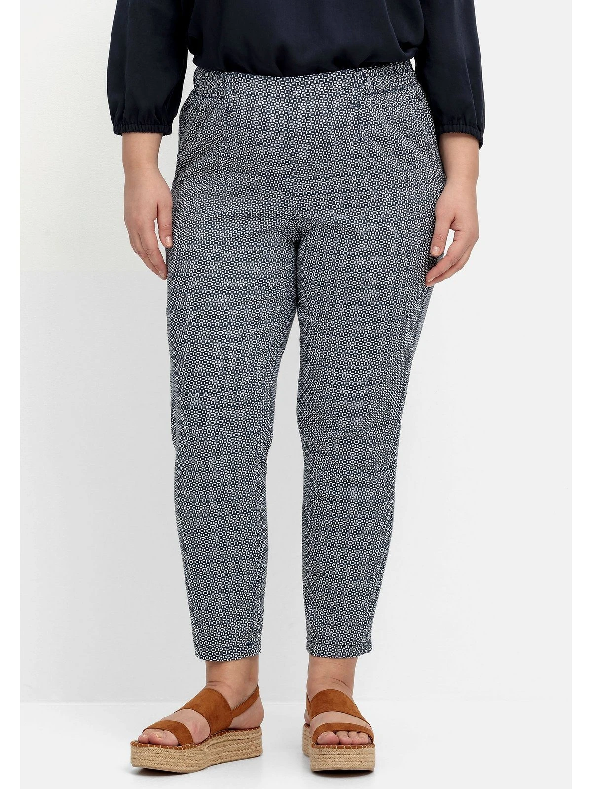 Sheego Stretch-Hose Schmale Hose Mit Minimalprint, Knöchellang – Bild 3