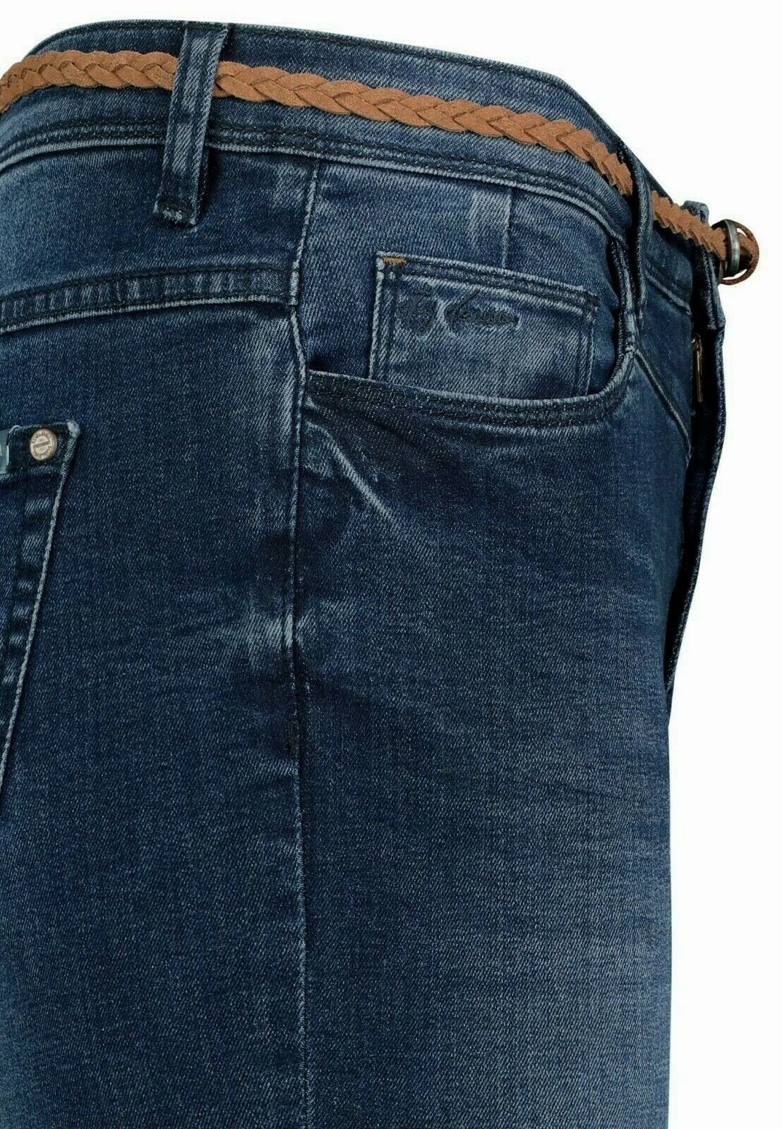 SUBLEVEL Bermudas Damen Capri Hose Jeans Shorts 3/4 Hose Short Bermuda Mit Flechtgürtel – Bild 4