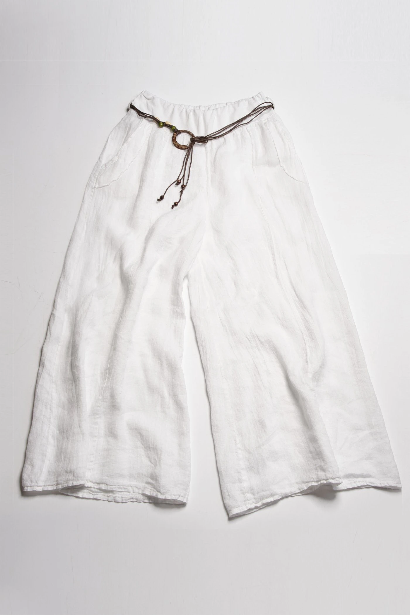 PEKIVESSA Leinenhose Hosenrock Damen Mit Weitem Bein (1-tlg) Mit Gummizug – Bild 2