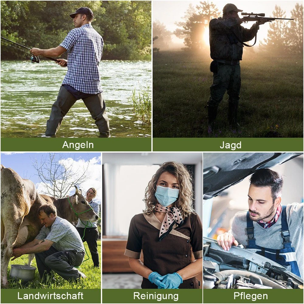 Clanmacy Wathose »(1-tlg) Anglerhose Wasserdicht PVC 70 Denier Nylon Mit Gummi Watstiefel Größe 40-47 Perfekt Watthose Und Angelhose« (set) Knieschutz,Die Einstellbaren, Lang, Rutschfeste, 100% Wasserdicht, Leicht, Robust, Super Tragekomfort, Extrem Reißfest,Rutschfest Sohle, Stiefel – Bild 6