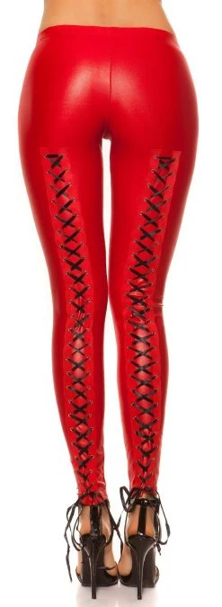 Koucla Leggings Wetlook Leggings Mit Schnürung Hinten