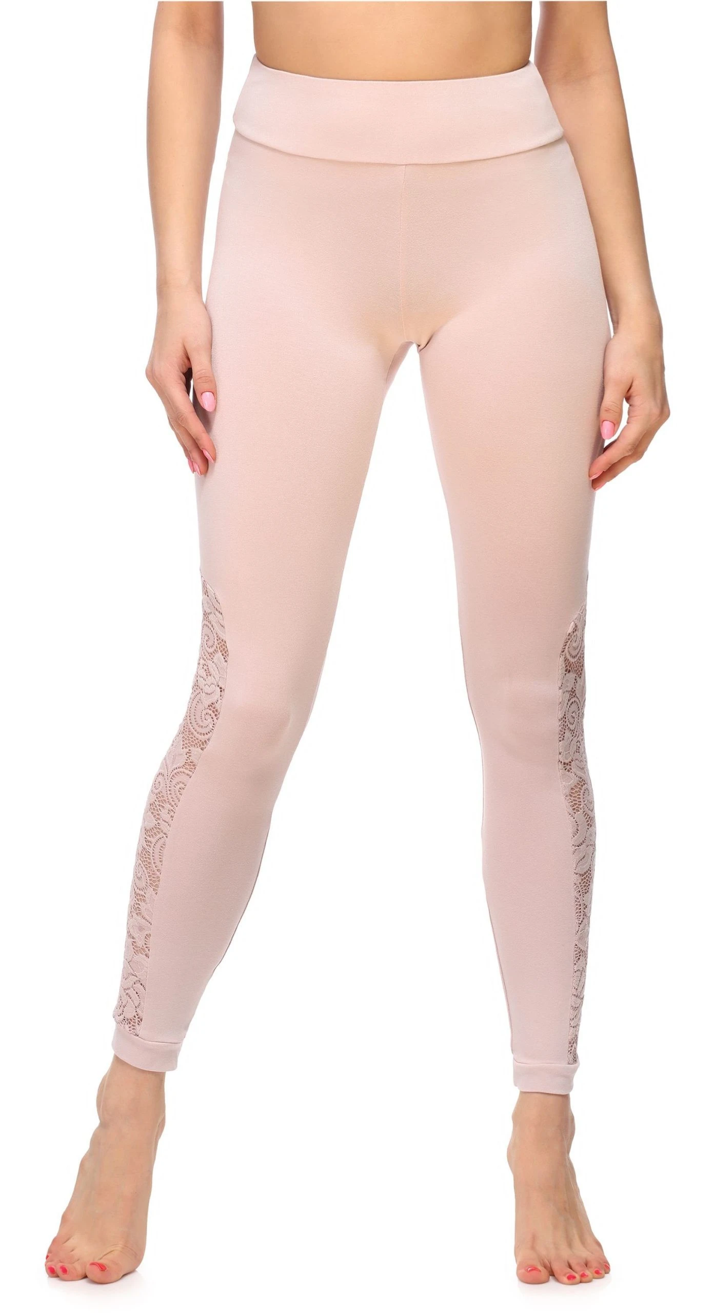Merry Style Leggings Damen Lange Leggings Mit Spitze MS10-309 (1-tlg) Elastischer Bund