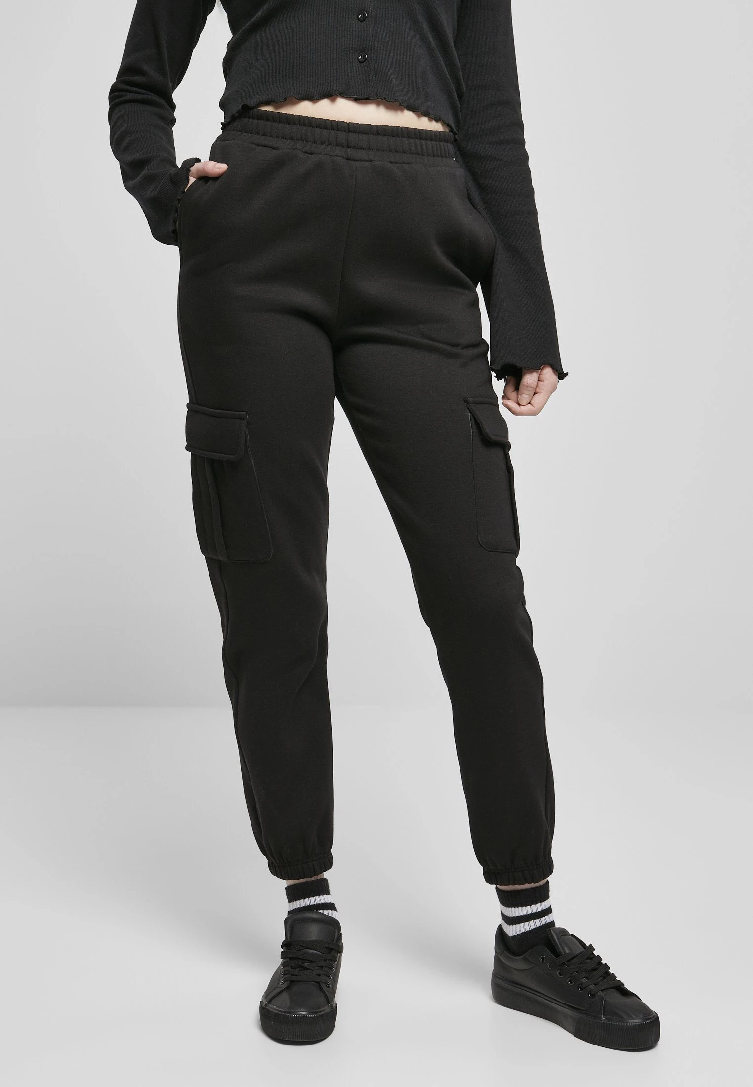 URBAN CLASSICS Stoffhose »Urban Classics Damen Ladies High Waits Cargo Sweat Pants«
