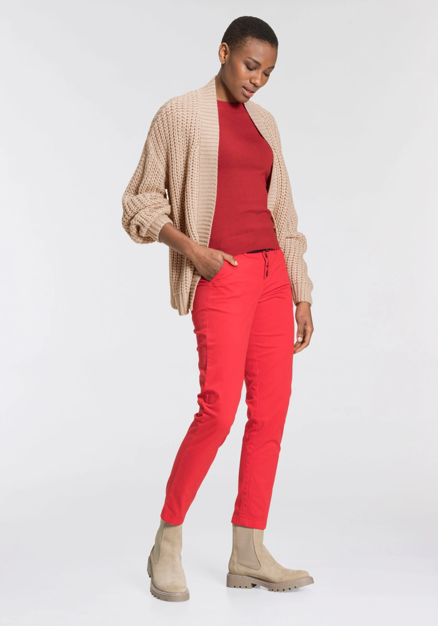 TOM TAILOR Polo Team 7/8-Hose (Set, 2-tlg., Mit Gürtel) Mit Halb Verdeckter Knopfleiste