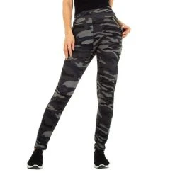 Ital-Design Boyfriend-Hose Damen Freizeit Camouflage Stretch Boyfriend-Hose In Grau
