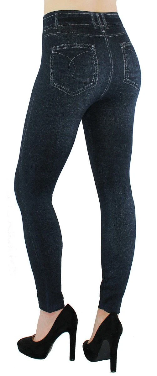Dy_mode Thermoleggings Thermo Leggings Damen Jeggings Gefüttert Jeans-Optik Thermohose Elastischem Bund – Bild 2