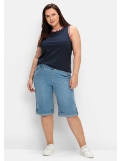 Sheego Jeansbermudas Jeans-Bermudas Mit Fixierbarem Aufschlag