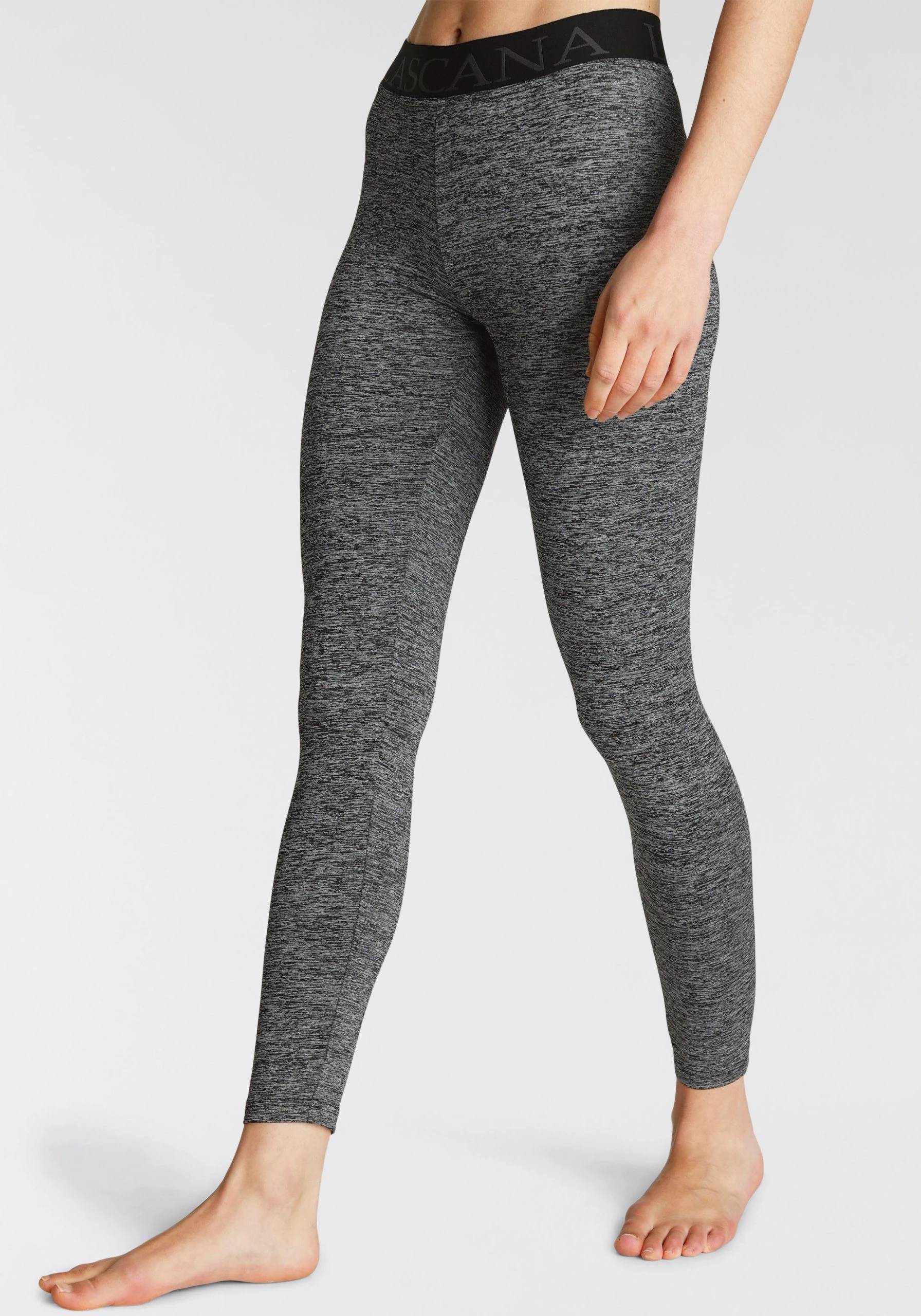 LASCANA ACTIVE Leggings Meliert, Mit Elastischem Bund Und Darin Eingewebtem Schriftzug