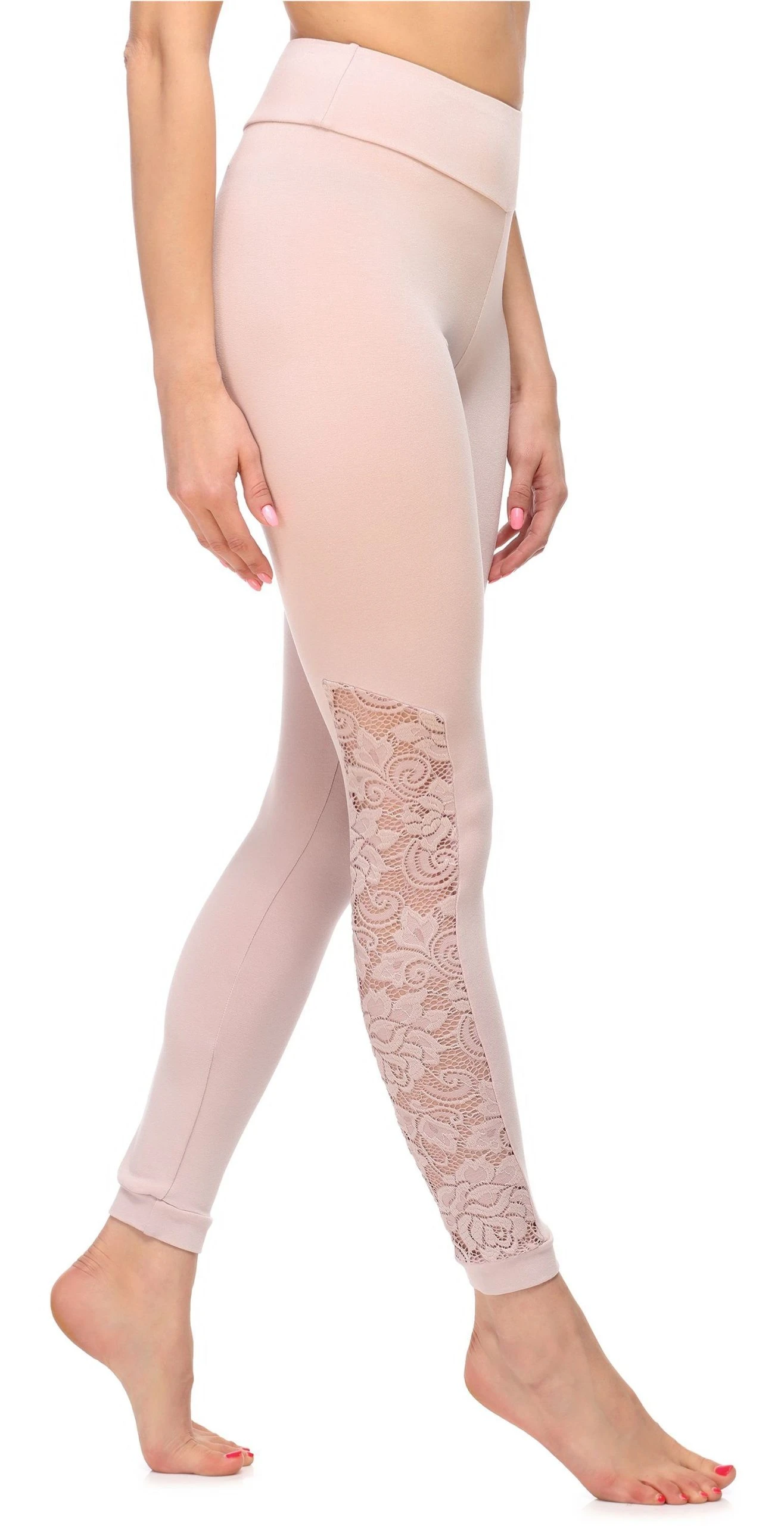 Merry Style Leggings Damen Lange Leggings Mit Spitze MS10-309 (1-tlg) Elastischer Bund – Bild 4
