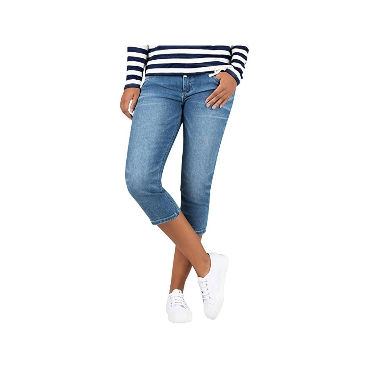 TIMEZONE Stoffhose Mittel-blau Regular (1-tlg)