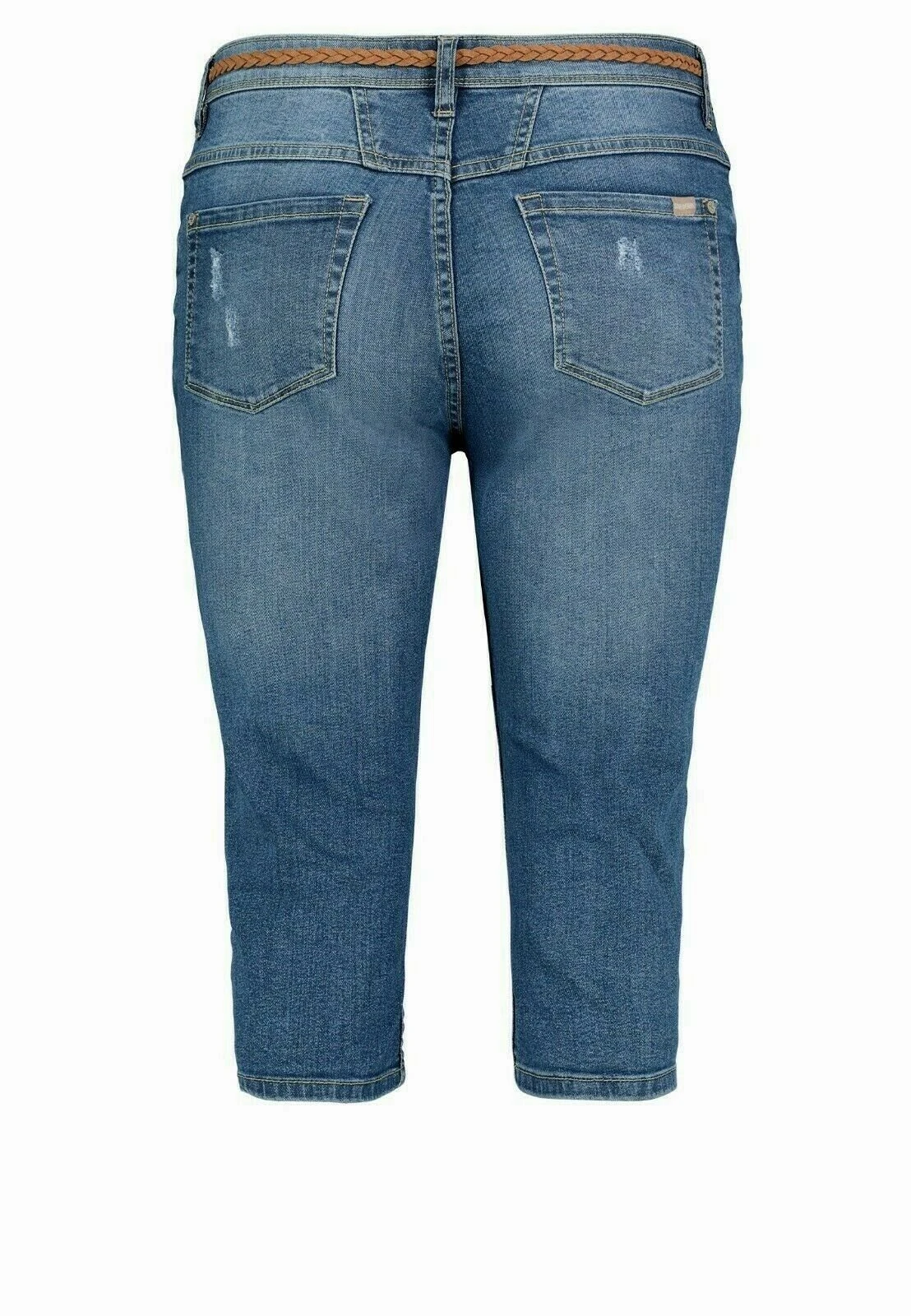 SUBLEVEL Bermudas Damen Capri Hose Jeans Shorts 3/4 Hose Short Bermuda Mit Flechtgürtel – Bild 6