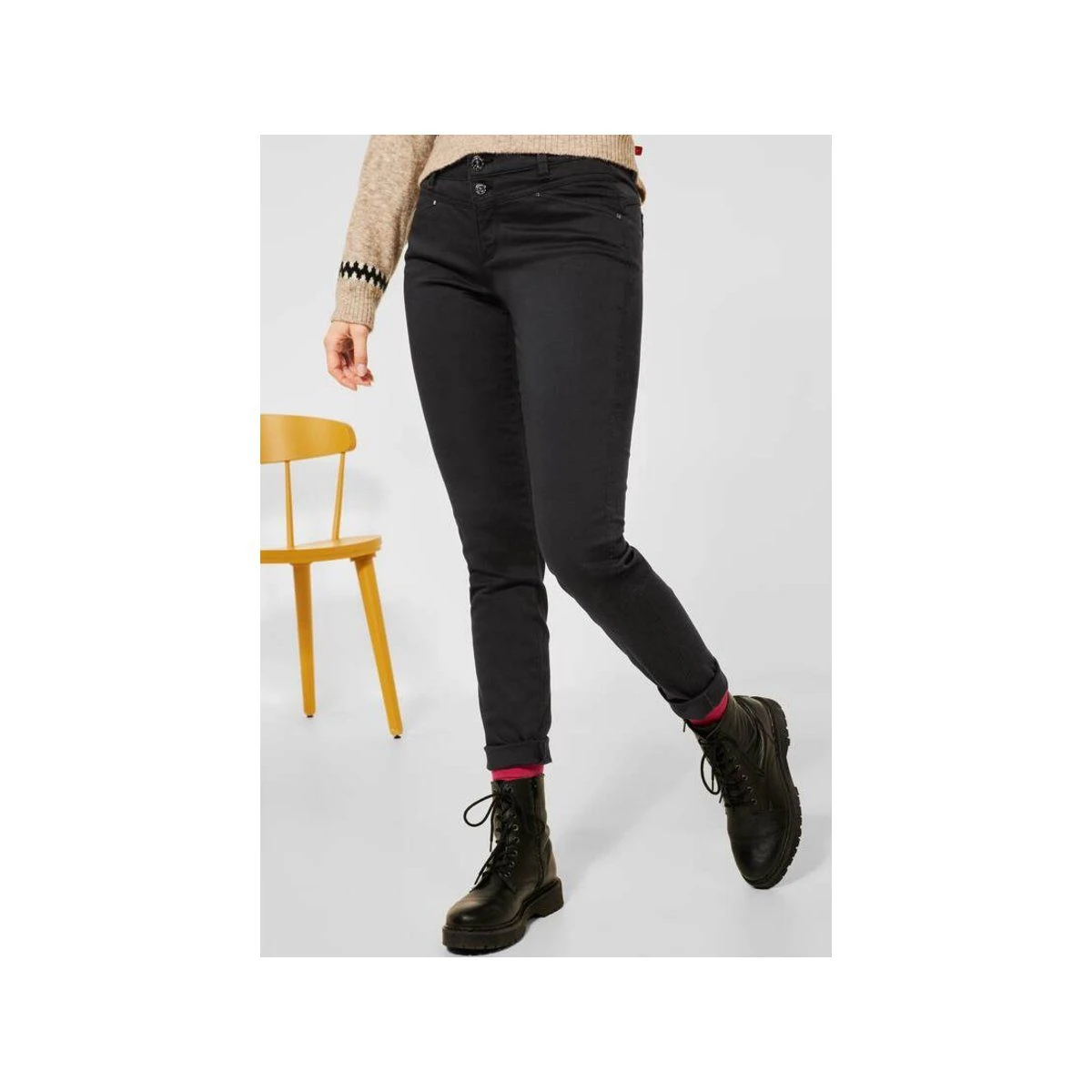 STREET ONE Stoffhose »schwarz Regular« (1-tlg)