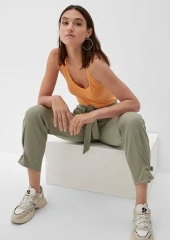 Q/S By S.Oliver Stoffhose »Loose: Cargohose Mit Bindegürtel« (1-tlg) Logo, Riegel, Garment Dye